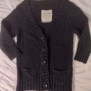Mossimo Women's Dark Gray 1/4 Sleeve Buttoned Knitted Sweater